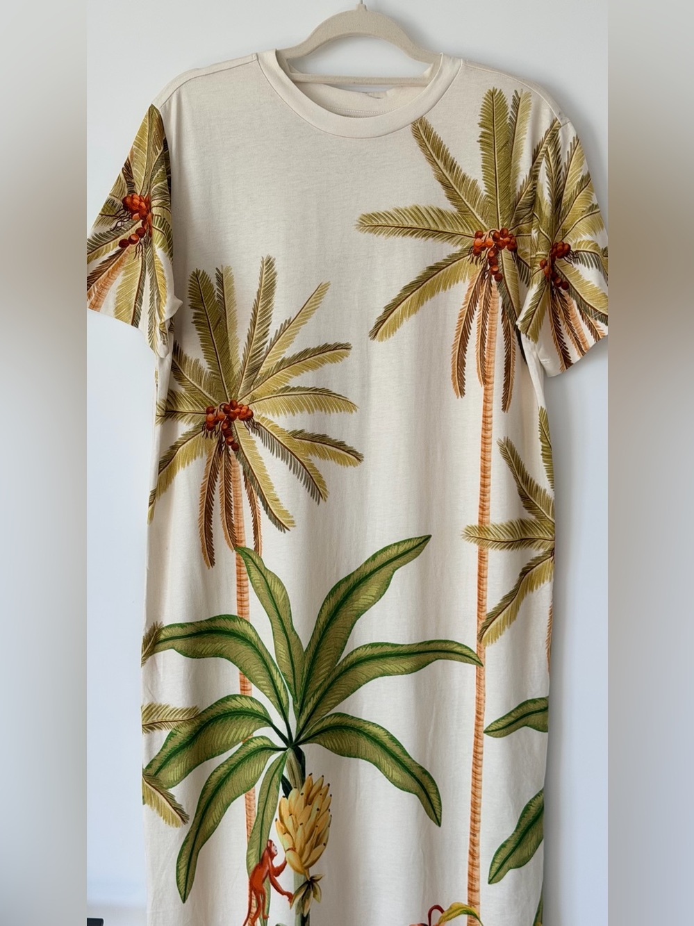 FARM RIO Tropical Palm Print Maxi Dress COVERUP Cream & Green - Picture 4 of 7